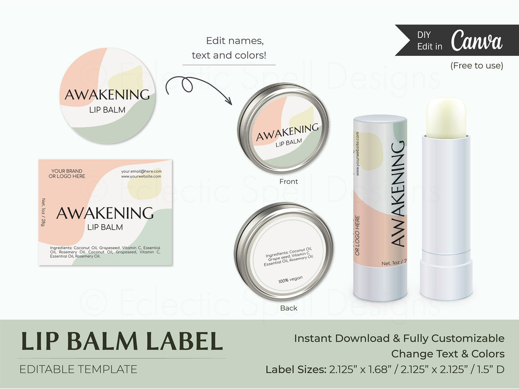 Custom Lip Balm Label Modern Lipgloss Label Personalized Lip Balm Template Chapstick Editable Product Label Cosmetic Round Stickers Canva