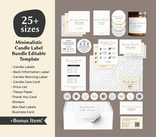 Load image into Gallery viewer, Minimalistic Candle Branding Package - Complete Label Template Kit

