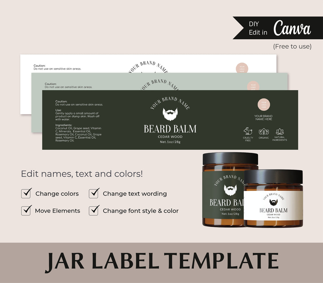 Body Scrub Label 4oz Jars Face Cream Label 8oz Wrap Around Jar Label 2oz Jar Label