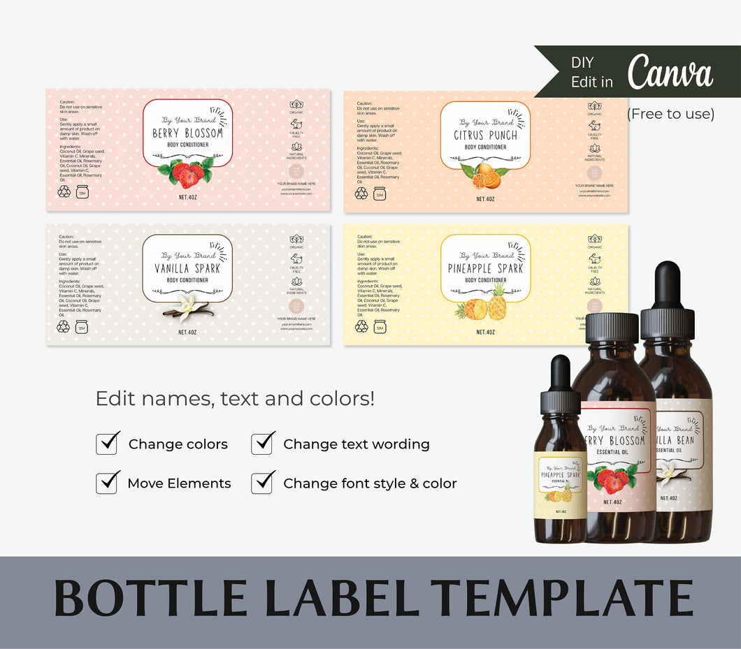 Custom Label 4oz Bottle Label 2 oz Bottle Label Spray Bottle Canva Label DIY