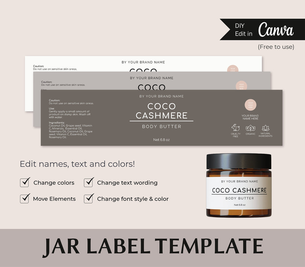 Body Butter Container Label Wrap Around Jar Label Scrub Body Label