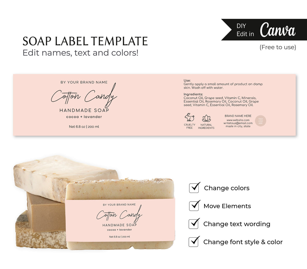 Custom Soap Label Sticker Soap Bar Wrap Label Custom Soap Label Printable