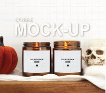 Load image into Gallery viewer, Halloween Candle Mockup Label Candle Halloween Mock Up Candle Label Mock Up
