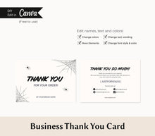 Load image into Gallery viewer, Halloween Business Thank You Card Template Gothic Thank You Card Editable
