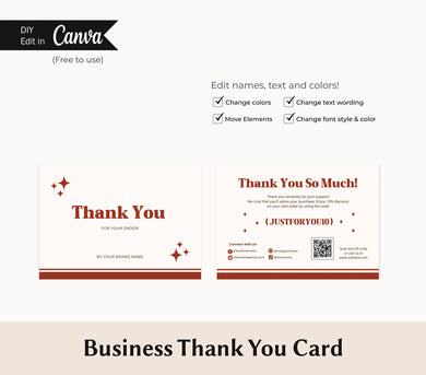 Retro Thank You Card Template Thank You Card QR Code Insert Card QR Code