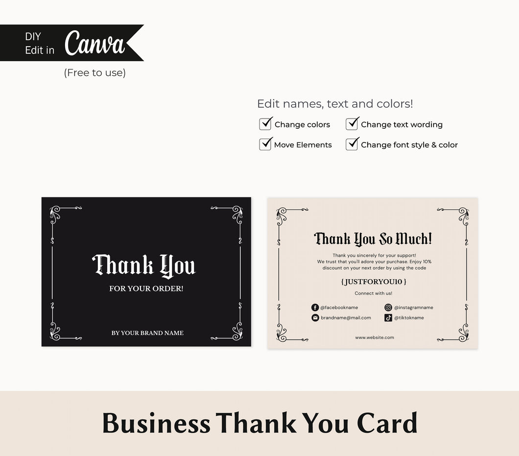 Black Magic Thank You Card Set