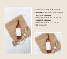 Load image into Gallery viewer, Wine Mock Up Label Wine Bottle Mock Up Label Bottle Boho Wine Label Mock Up Wine Bottle
