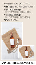 Load image into Gallery viewer, Wine Mock Up Label Wine Bottle Mock Up Label Bottle Boho Wine Label Mock Up Wine Bottle
