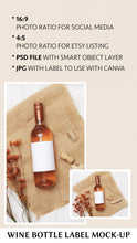 Load image into Gallery viewer, Label Wine Bottle Mock Up Wine Bottle Label Mock Up Boho Wine Label PSD Bottle
