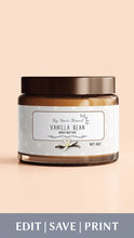 Load image into Gallery viewer, Custom Sugar Scrub Label 4oz Jar Label Body Scrub Label Cosmetic Jar Label Canva Jar
